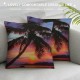 PHYHOO Colorful Sunset Clouds Throw Pillow Covers Tropical Beach Palm Seaside Landscape Art Print Square Pillowcases for Home Decor Sofa Car Bedroom Pillow case