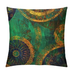 PHYHOO Throw Pillow Covers Abstract Golden Mandala Flowers Pattern Square Pillowcases for Home Decor Sofa Car Bedroom Vintage Background Floral Painting Pillow Cases