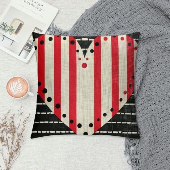 PHYHOO Valentines Day Pillow Covers Valentines Day Decor Black White Stripes Dots Red Love Heart Decorative Outdoor Throw Pillows Cushion Covers Rustic Decor for Couch Sofa Bed