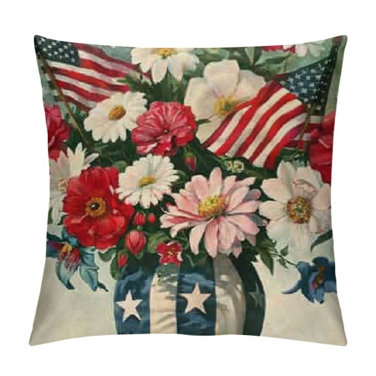 PHYHOO  Pillow Covers  Let Freedom Ring Independence Day Decorations America Flag Patriotic Throw Pillow Covers Memorial Day Cushion Case for Sofa Couch