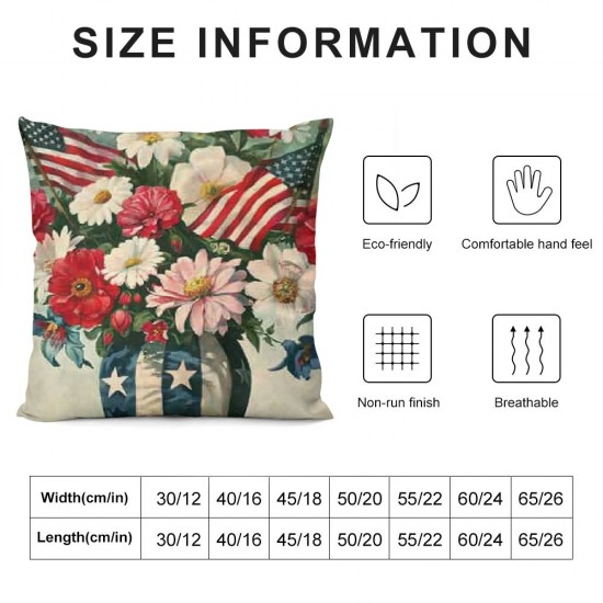 PHYHOO  Pillow Covers  Let Freedom Ring Independence Day Decorations America Flag Patriotic Throw Pillow Covers Memorial Day Cushion Case for Sofa Couch