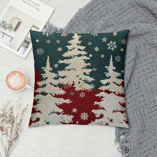 Christmas Pillow Covers Red White Christmas Tree Snowflakes Decor Throw Pillows Winter Xmas Holiday Outdoor Cushion Cases for Couch Bed Decorations