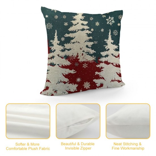 Christmas Pillow Covers Red White Christmas Tree Snowflakes Decor Throw Pillows Winter Xmas Holiday Outdoor Cushion Cases for Couch Bed Decorations