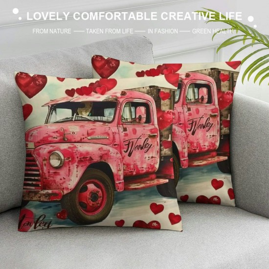 PHYHOO Valentines Day Pillow Covers Happy Valentines Day Decorations Love Heart Roses Throw Pillow Covers More Wedding Cushion Case Decor for Sofa Couch