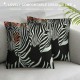 Throw Pillow Covers  Print Pillow Covers for Adult Black White Stripes Cushion Covers Wildlife Animal Waterproof Placemats Reversible,Bedroom Decor