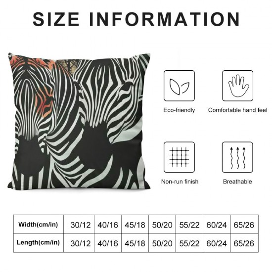 Throw Pillow Covers  Print Pillow Covers for Adult Black White Stripes Cushion Covers Wildlife Animal Waterproof Placemats Reversible,Bedroom Decor