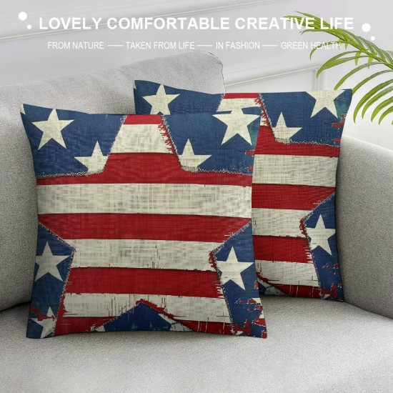 PHYHOO Pillow Covers Independence Day Decor Throw Pillows American Flag USA Patriotic Outdoor Cushion Cases for Couch Bed Decorations