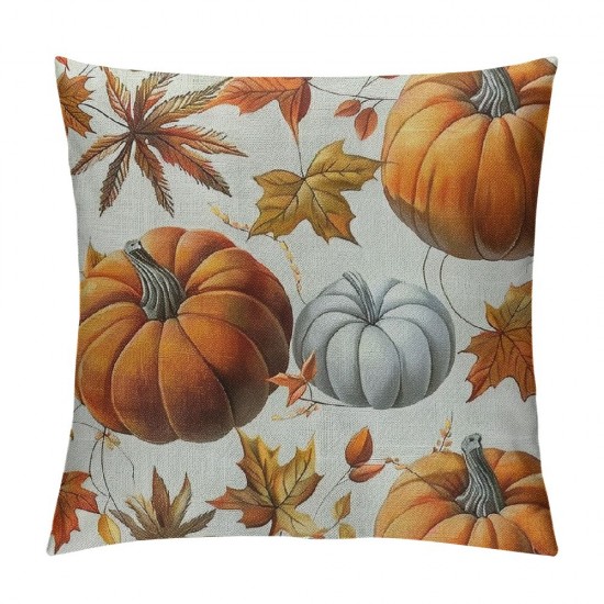 Fall Decor Pillow Covers Autumn Maple Leaves Throw Pillows for Thanksgiving White Pumpkin Harvest Indoor Outdoor Decorative Cushion Cases for Sofa Bed Decorations