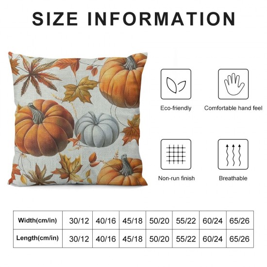 Fall Decor Pillow Covers Autumn Maple Leaves Throw Pillows for Thanksgiving White Pumpkin Harvest Indoor Outdoor Decorative Cushion Cases for Sofa Bed Decorations