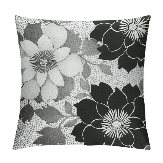 Floral Pillow Covers Geometric Flower Throw Pillow Covers For Women Men Grey Black Summer Botanical Cushion Cases Farmhouse Rustic Room Decor Cushion Covers