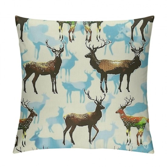 Pillow Covers for Bed Bedroom Cabin Decor Cute Elk Throw Pillow Covers Moose Antlers Cushion Covers Modern Decorative Pillow Covers with Trees