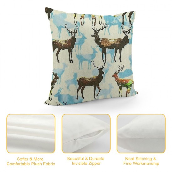 Pillow Covers for Bed Bedroom Cabin Decor Cute Elk Throw Pillow Covers Moose Antlers Cushion Covers Modern Decorative Pillow Covers with Trees