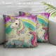 Unicorn Throw Pillow Covers , Pillow Covers for Sofa Bed Couch, Kids Cushion Covers, Floral Decorative Square Pillow Cases, Pink