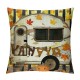 Happy Camping Pillow Covers Fall Maple Leaf Throw Pillow Covers  for Kids Adults Autumn Camper Rv Geometric Cushion Covers Orange Black Mountains Plant Nature Cushion Cases