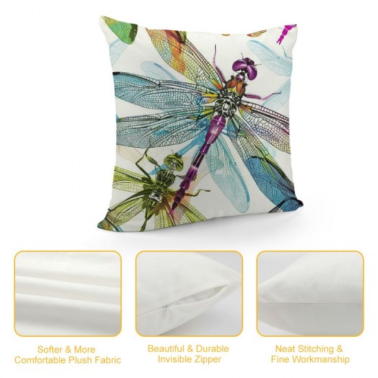 PHYHOO Throw Pillow Covers, Dragonflies Pillow Covers for Women Sofa Bed, Colorful Wing Cushion Covers, Natural Flying Animals Theme Decorative Pillow Covers