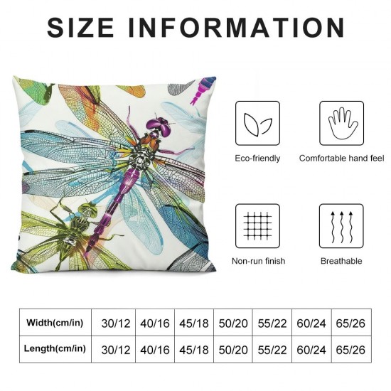 PHYHOO Throw Pillow Covers, Dragonflies Pillow Covers for Women Sofa Bed, Colorful Wing Cushion Covers, Natural Flying Animals Theme Decorative Pillow Covers