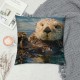 Throw Pillow Covers Sea Otters in Water Nature Animal Design Square Pillowcase for Home Decor Sofa Car Bedroom Pillow case