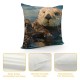 Throw Pillow Covers Sea Otters in Water Nature Animal Design Square Pillowcase for Home Decor Sofa Car Bedroom Pillow case