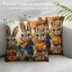 PHYHOO Grey Rabbit Cushion Cover Cartoon Rabbit Pillow Cover Cute Farmhouse Animal Throw Pillow Cover Rustic House Decorative Accent Pillow Case ,Room Decor