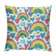 Kids Rainbow Throw Pillow Cover ,Girly Rainbow Pillow Cover,Watercolor Gradient Rainbow Decorative Pillow Cover,Stars Love Heart Cushion Cover,Pink Blue Yellow