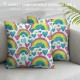 Kids Rainbow Throw Pillow Cover ,Girly Rainbow Pillow Cover,Watercolor Gradient Rainbow Decorative Pillow Cover,Stars Love Heart Cushion Cover,Pink Blue Yellow