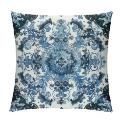 PHYHOO  Ethnic Floral Throw Pillow Covers Boho Vintage Pillow Covers Blue Retro Bohemian Exotic Cushion Covers Abstract Geometric Flowers Decorative Pillow Covers