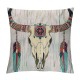 Boho Pillow Covers,Bull Skull Throw Pillow Covers, Cushion Cases,Bohemian Ethnic Decorative Pillow Covers for Living Room Sofa