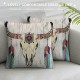 Boho Pillow Covers,Bull Skull Throw Pillow Covers, Cushion Cases,Bohemian Ethnic Decorative Pillow Covers for Living Room Sofa