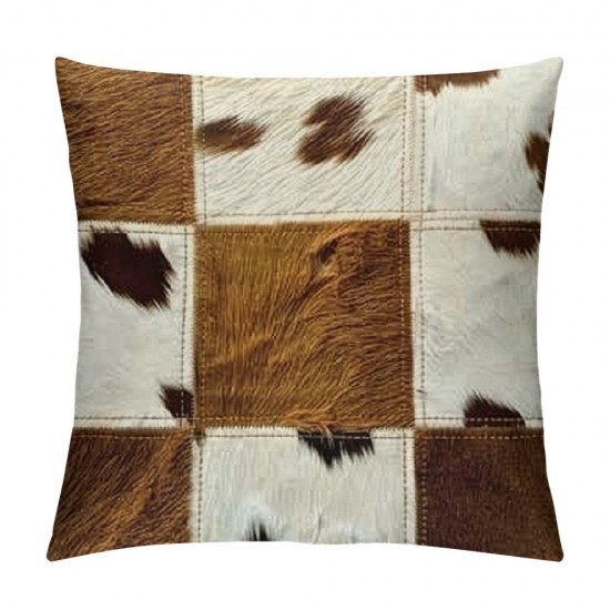 PHYHOO Cow Print Pillow Covers, Decorative Pillow Covers, Cow Fur Throw Pillow Covers, Reversible, Farmhouse Western Farm Animal Skin Cushion Cases for Home Bedroom Decor, Brown