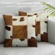 PHYHOO Cow Print Pillow Covers, Decorative Pillow Covers, Cow Fur Throw Pillow Covers, Reversible, Farmhouse Western Farm Animal Skin Cushion Cases for Home Bedroom Decor, Brown