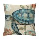 PHYHOO Throw Pillow Covers Sea Ocean Life Themed Blue Sea Turtle and Coral Design Square Pillowcase for Home Decor Sofa Car Bedroom Pillow case