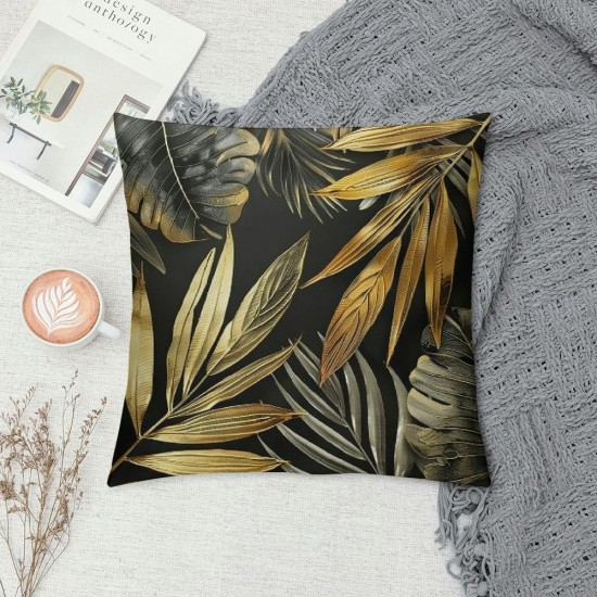 Throw Pillow Covers Palm Leaves Gold Green Leaf Square Pillowcase for Home Decor Sofa Car Bedroom Pillow case