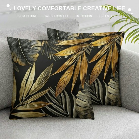 Throw Pillow Covers Palm Leaves Gold Green Leaf Square Pillowcase for Home Decor Sofa Car Bedroom Pillow case