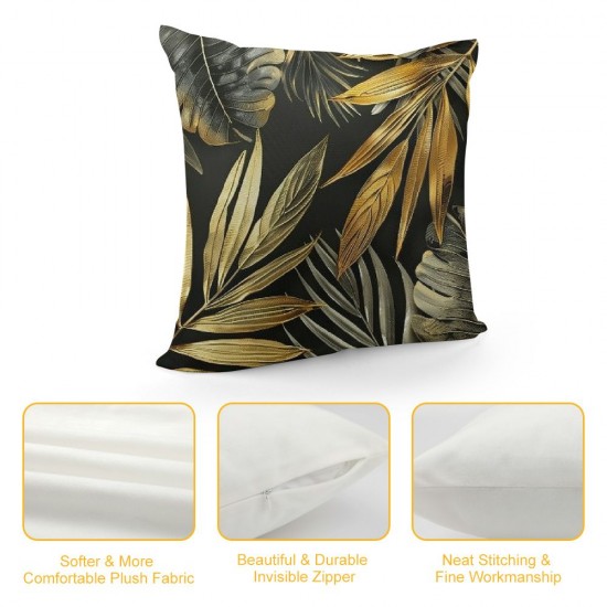 Throw Pillow Covers Palm Leaves Gold Green Leaf Square Pillowcase for Home Decor Sofa Car Bedroom Pillow case