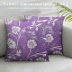 Throw Pillow Covers Lavender Purple Color Design White Floral Elegant Flowers Pattern Square Pillowcase for Home Decor Sofa Car Bedroom Pillow case