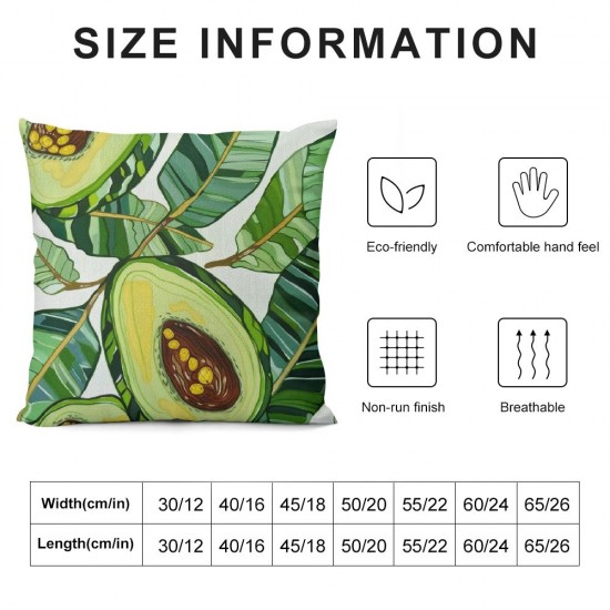 Throw Pillow Covers Green Avocados Square Pillowcases for Home Decor Sofa Car Bedroom Palm Leaves Seamless Pattern Art Painting Pillow case