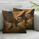 PHYHOO Throw Pillow Covers Handsome Flying Owl Square Pillowcases for Home Decor Sofa Car Bedroom Abstract Fire Clouds Background Animal Art Design Pillow Cases