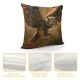 PHYHOO Throw Pillow Covers Handsome Flying Owl Square Pillowcases for Home Decor Sofa Car Bedroom Abstract Fire Clouds Background Animal Art Design Pillow Cases