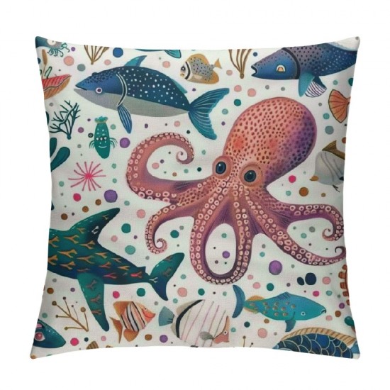 Throw Pillow Covers Dolphin Coral Pattern Square Pillowcase for Home Decor Sofa Car Bedroom Pillow case