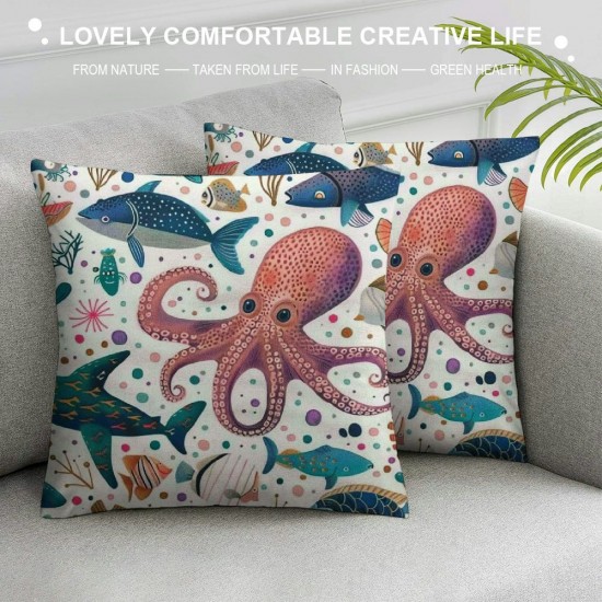 Throw Pillow Covers Dolphin Coral Pattern Square Pillowcase for Home Decor Sofa Car Bedroom Pillow case