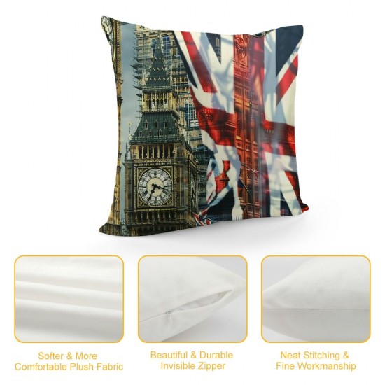 Throw Pillow Covers Flags Pattern with Design Square Pillowcase for Home Decor Sofa Car Bedroom Pillow case