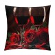 Throw Pillow Covers Red Wine Glass with Red Rose Black Design Square Pillowcase for Home Decor Sofa Car Bedroom Pillow case