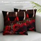 Throw Pillow Covers Red Wine Glass with Red Rose Black Design Square Pillowcase for Home Decor Sofa Car Bedroom Pillow case