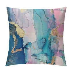 PHYHOO  Pink Blue Golden Throw Pillow Covers ,Colorful Marble Pillow Covers for Youth,Glitter Marbling Texture Cushion Covers,Watercolor Accent Pillow Cases Home Room Decor