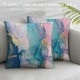 PHYHOO  Pink Blue Golden Throw Pillow Covers ,Colorful Marble Pillow Covers for Youth,Glitter Marbling Texture Cushion Covers,Watercolor Accent Pillow Cases Home Room Decor