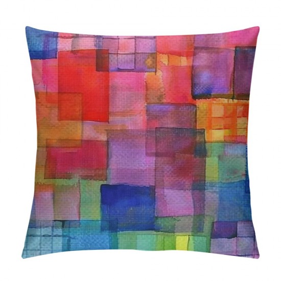 PHYHOO Throw Pillow Covers Colorful Square Square Pillowcases for Home Decor Sofa Car Bedroom Watercolor Aesthetic Creative Art Painting Pillow case