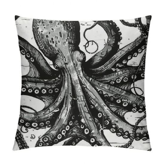 Common Octopus Throw Pillow Covers Hand Drawn Sea Animal Art Design Square Pillowcases for Home Decor Sofa Car Bedroom Pillow case