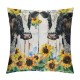 PHYHOO Throw Pillow Covers Watercolor Farm Cow with Daisy Sunflower Square Pillowcase for Home Decor Sofa Car Bedroom Pillow case