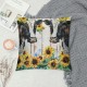 PHYHOO Throw Pillow Covers Watercolor Farm Cow with Daisy Sunflower Square Pillowcase for Home Decor Sofa Car Bedroom Pillow case