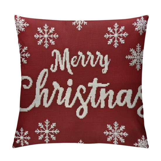 Throw Pillow Covers Merry Christmas Xmas Square Pillowcases for Home Decor Sofa Car Bedroom Snowflakes Elk in Red Pillow Cases